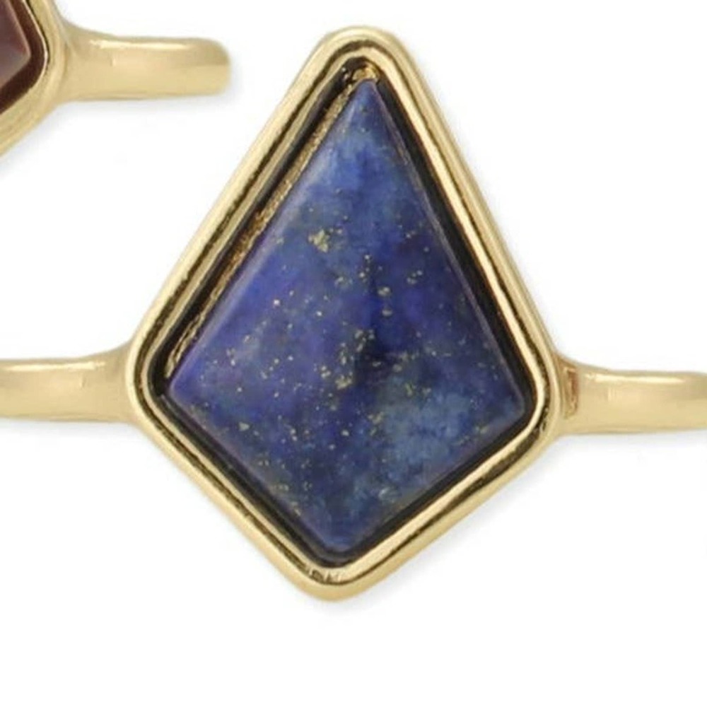 Natural Gemstone Prism Gold Ring Blue Lapis
